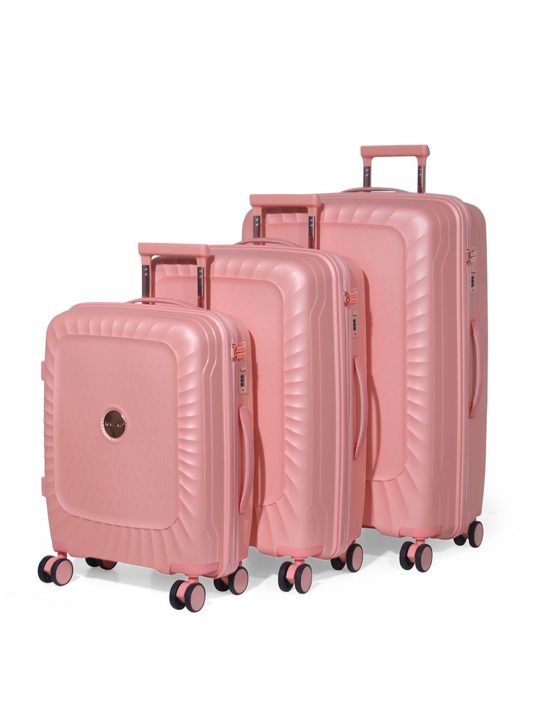 romeing set of 3 sicily textured hard-sided trolley suitcases