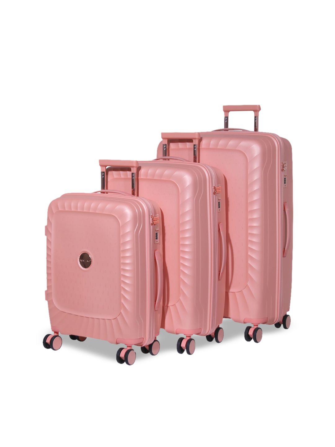 romeing set of 3 textured hard-sided trolley suitcases