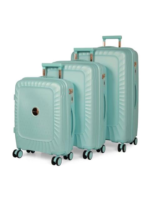 romeing sicily blue textured hard case large trolley bag set of 3 - 55, 65 & 75 cms
