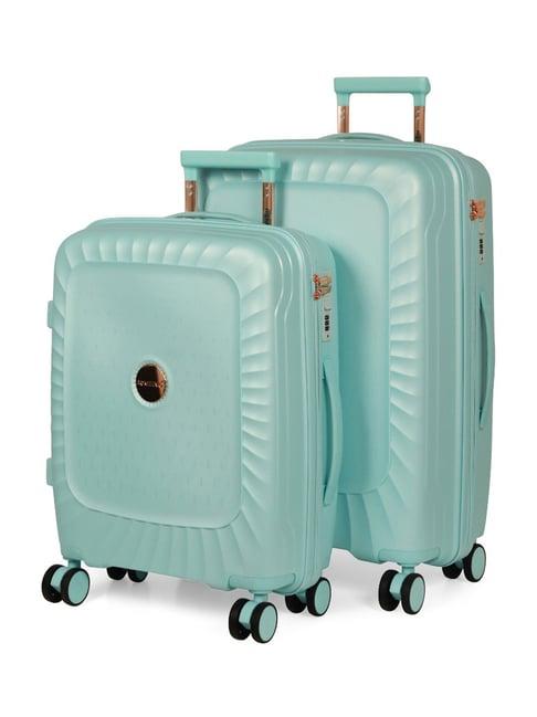 romeing sicily blue textured hard case medium trolley bag set of 2 - 55 & 65 cms