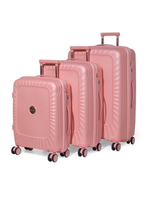 romeing sicily pink textured hard case large trolley bag set of 3 - 55, 65 & 75 cms