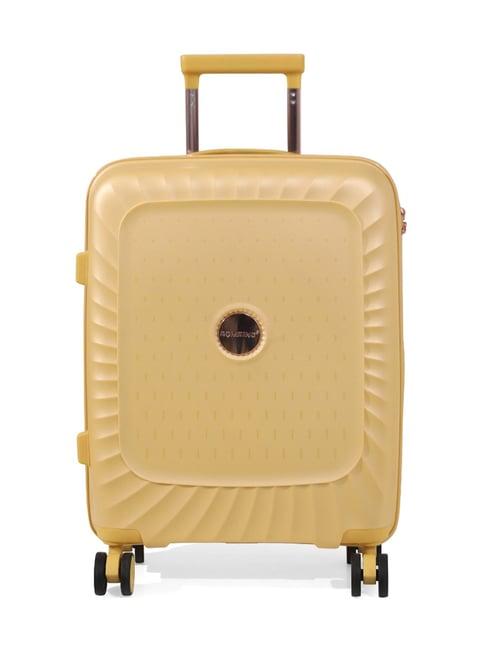 romeing sicily yellow textured hard case cabin trolley bag - 55 cms
