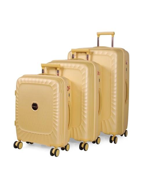 romeing sicily yellow textured hard case large trolley bag set of 3 - 55, 65 & 75 cms