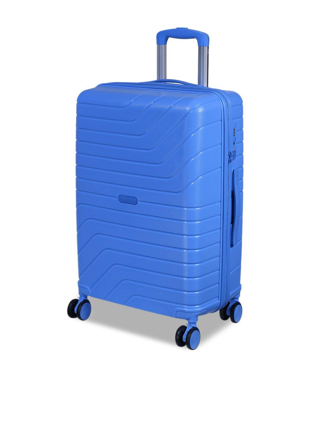 romeing tuscany blue textured hard-sided medium polypropylene trolley suitcase