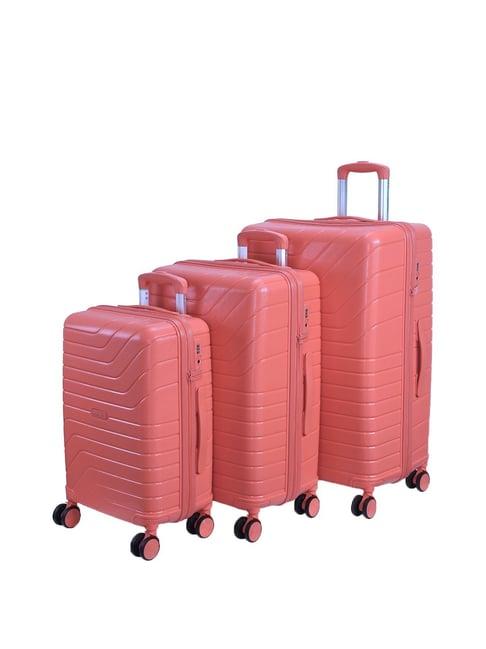 romeing tuscany coral 8 wheel large hard cabin trolley set of 3