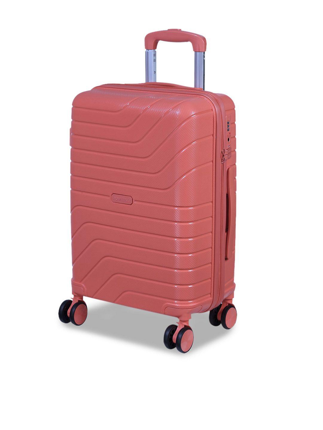 romeing tuscany coral red-colored textured hard sided polypropylene cabin trolley bag