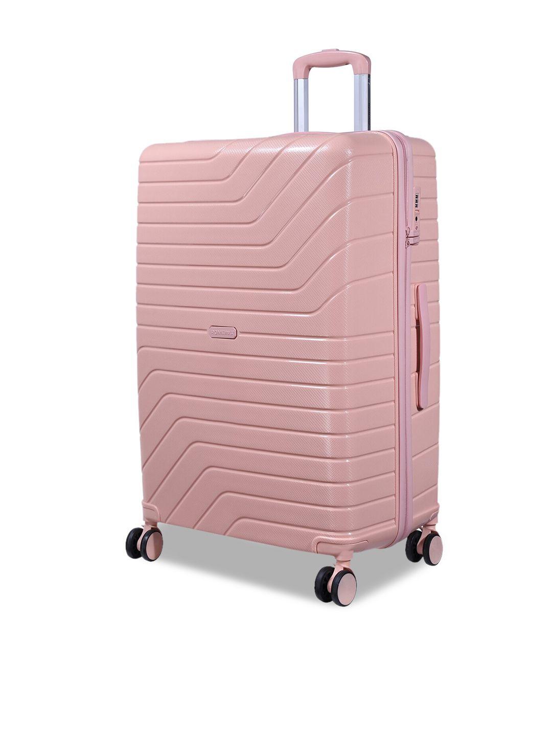 romeing tuscany pink textured hard large polypropylene trolley bag
