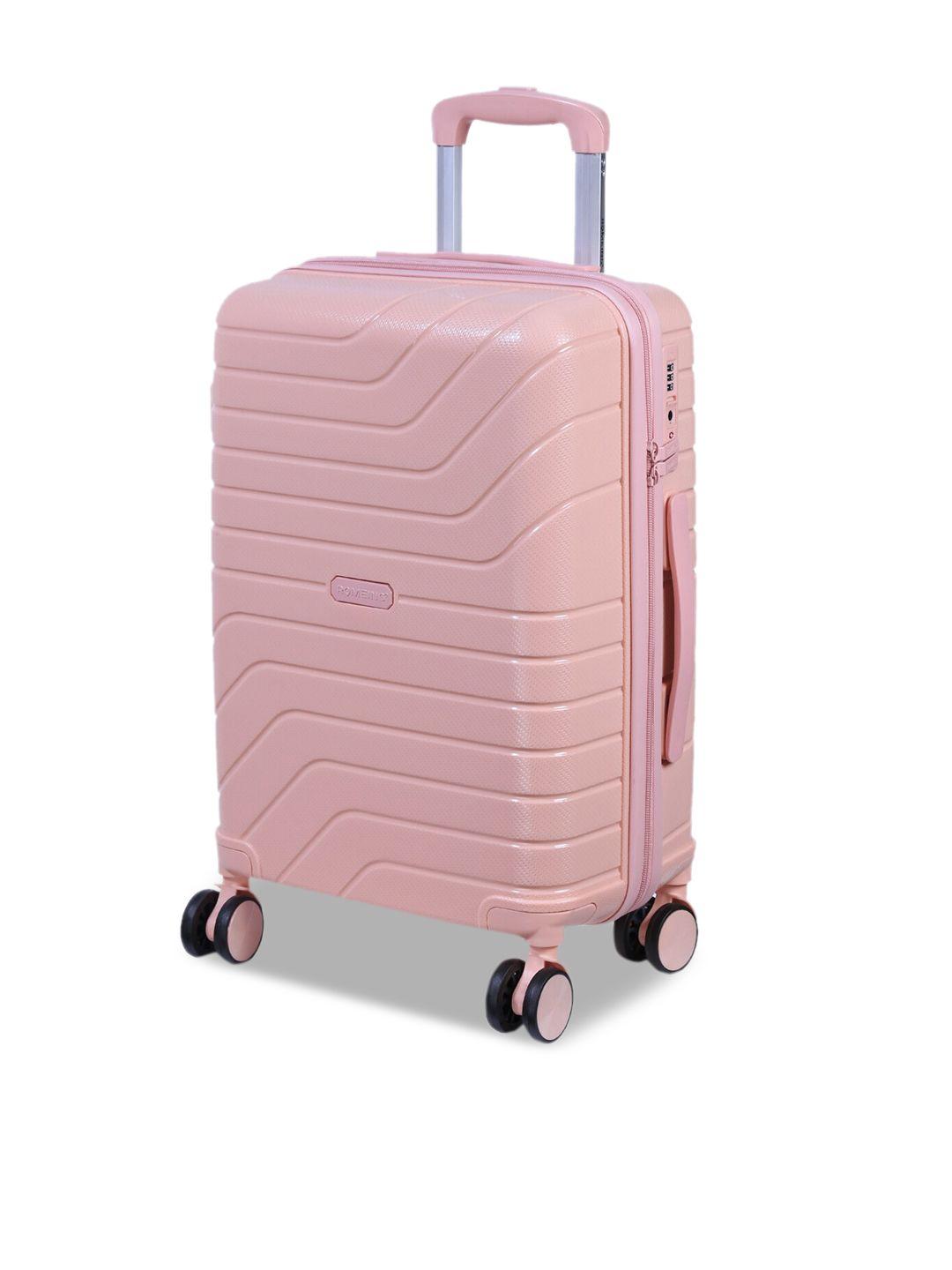 romeing tuscany pink textured hard-sided polypropylene cabin trolley suitcase