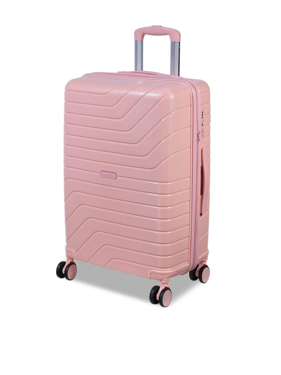 romeing tuscany pink textured hard sided polypropylene medium trolley suitcase