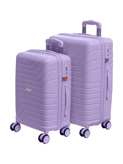 romeing tuscany purple textured hard case medium trolley bag set of 2 - 57 & 67 cms