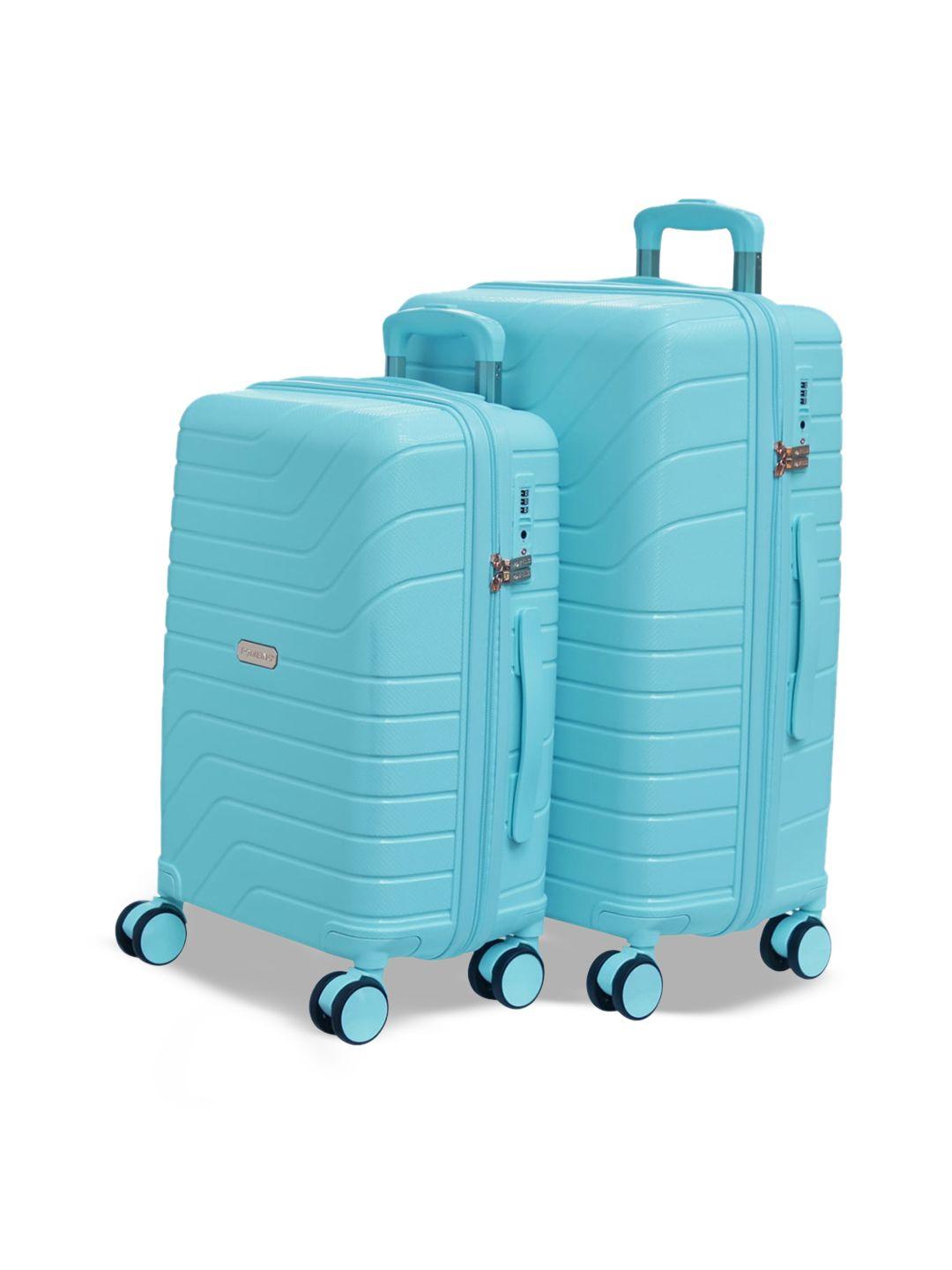 romeing tuscany set of 2 turquoise blue hard-sided trolley suitcases