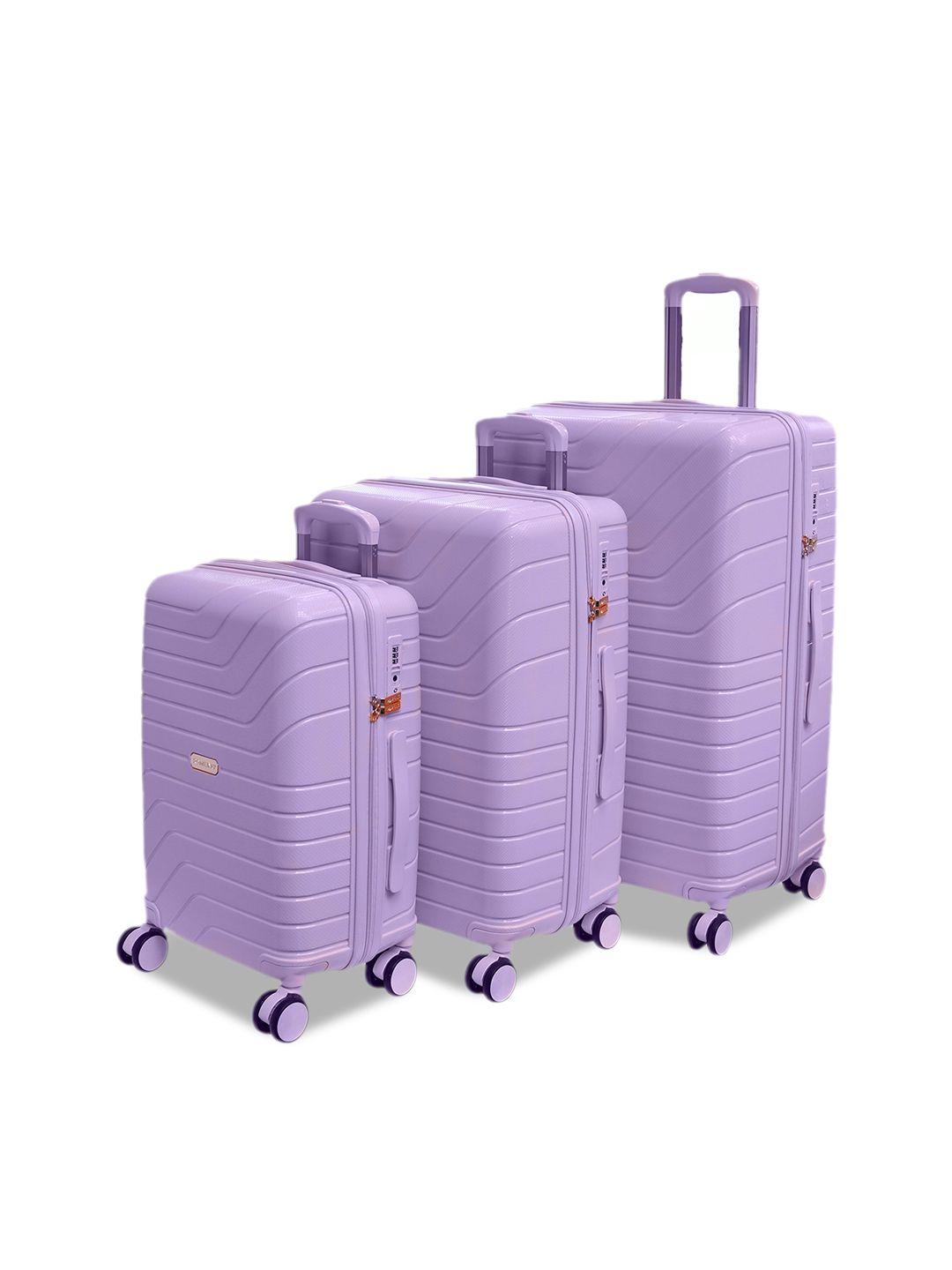 romeing tuscany set of 3 tuscany textured hard-sided trolley suitcases