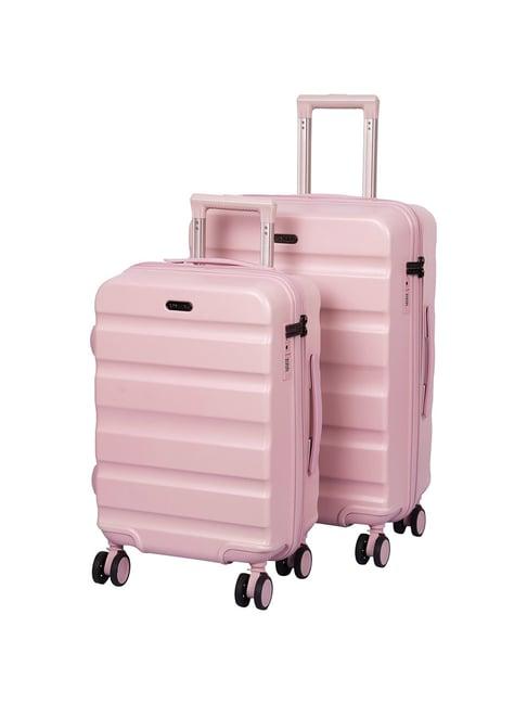romeing venice pink polycarbonate hard cabin trolley set of 2 - (55 & 65 cms)