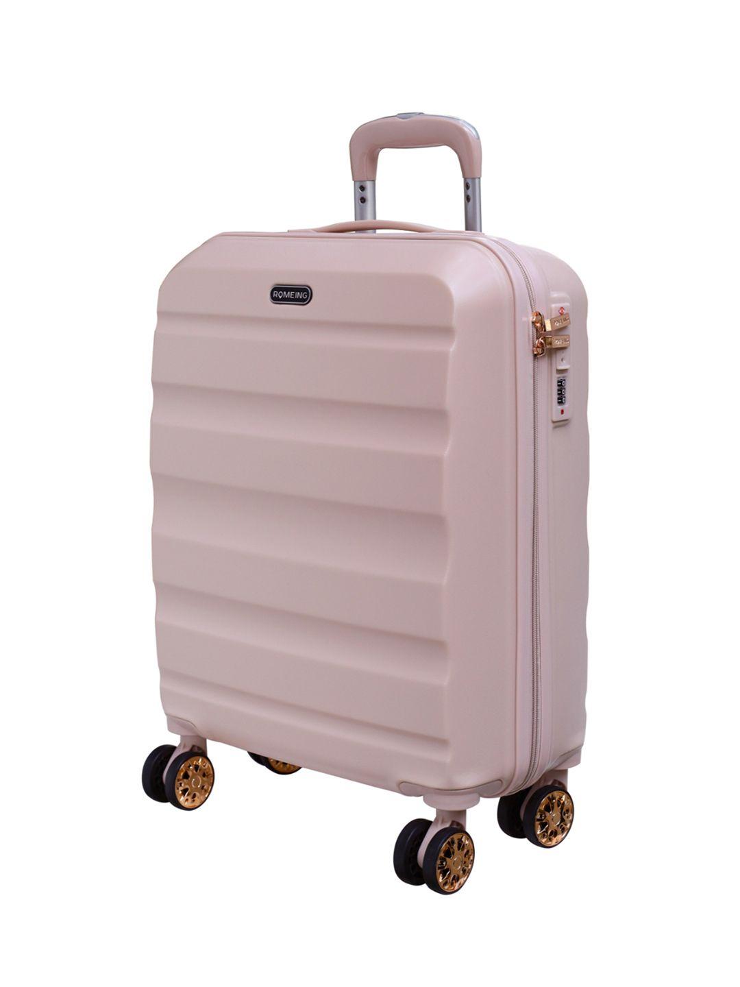 romeing venice pink textured hard-sided polycarbonate cabin trolley suitcase
