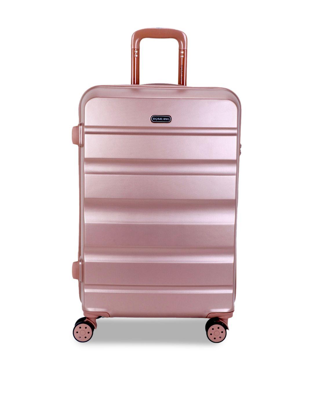 romeing venice rose gold-colored textured polycarbonate medium trolley bag