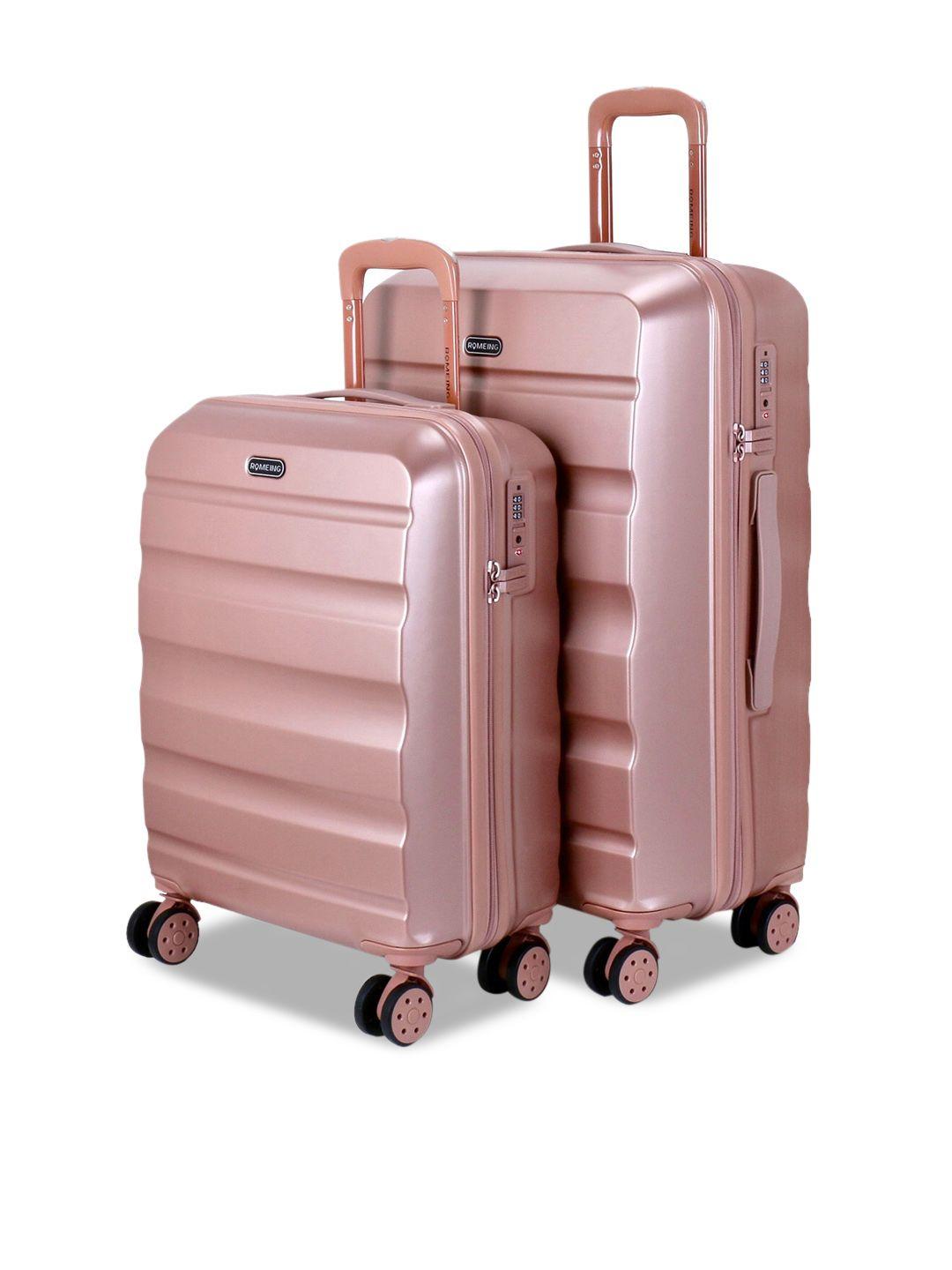 romeing venice set of 2 rose gold patterned hard-sided polycarbonate trolley bags