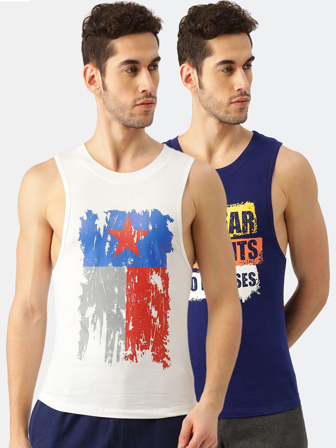 romeo rossi men pack of 2 printed gym vests