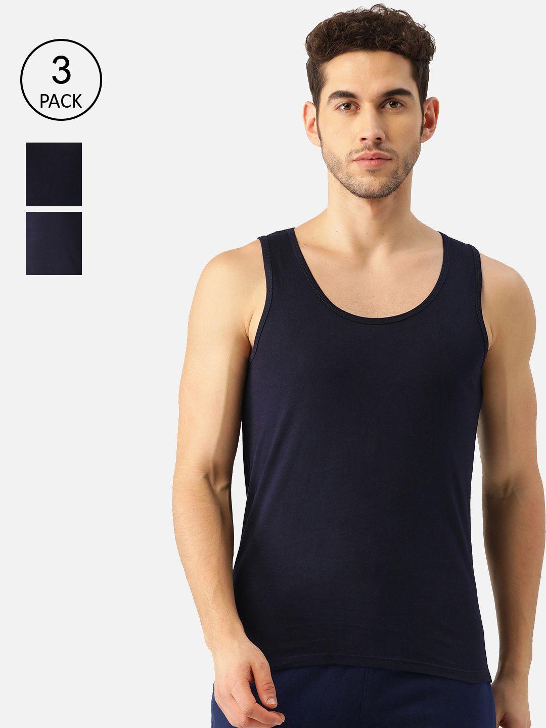 romeo rossi pack of 3 navy blue round neck innerwear vests