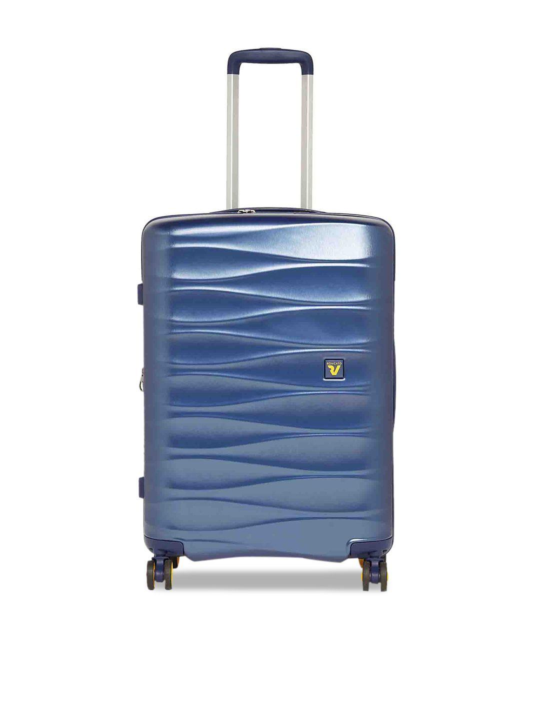 roncato blue textured stellar hard-sided sabbia medium trolley suitcase