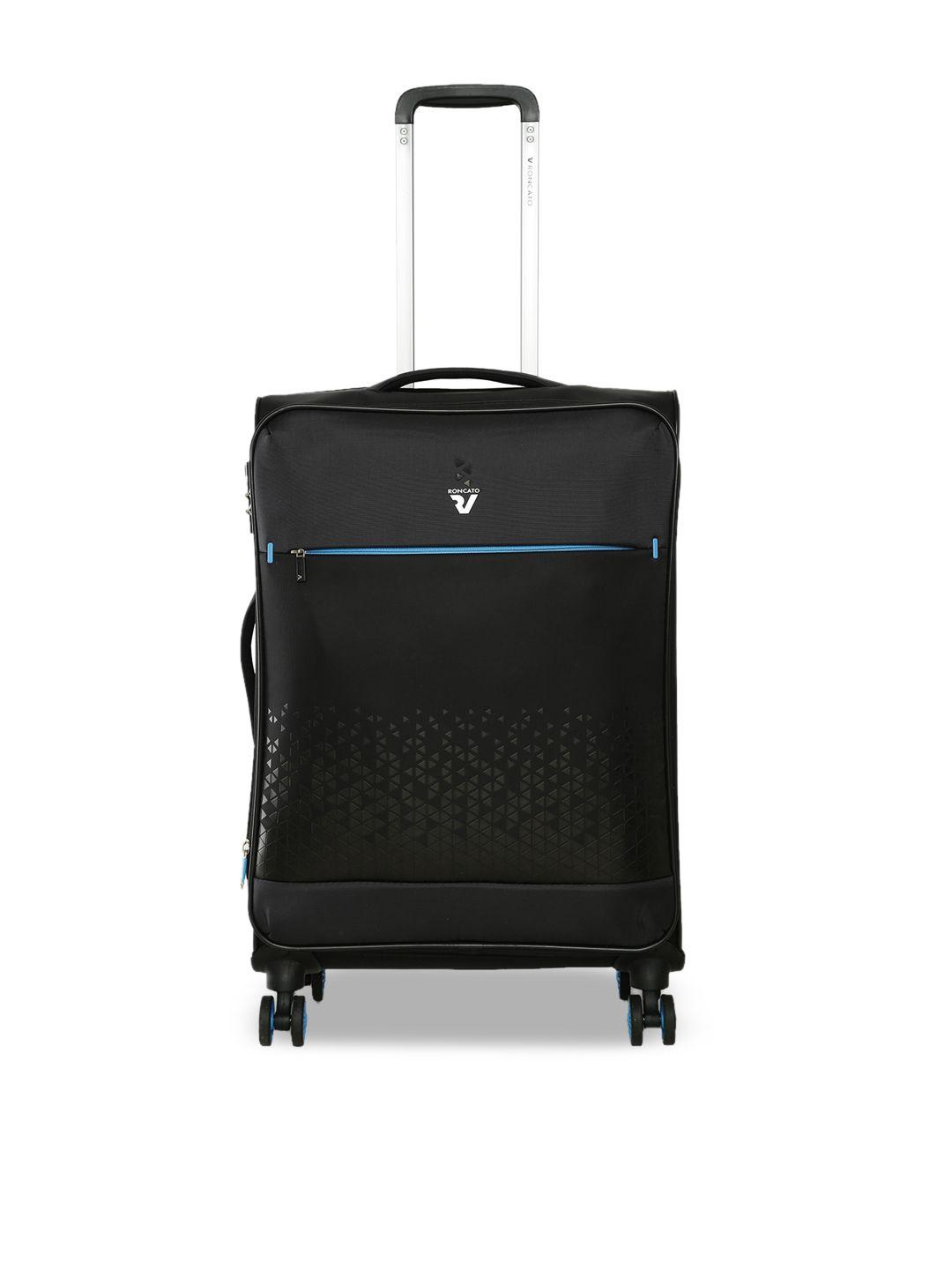 roncato black printed soft-sided medium trolley suitcase