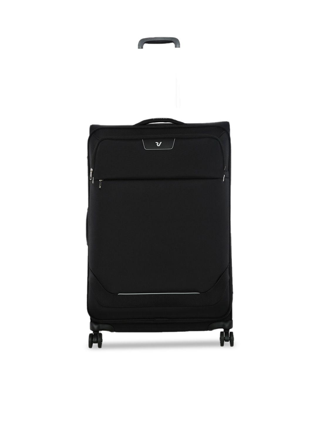 roncato black soft-sided large trolley suitcase