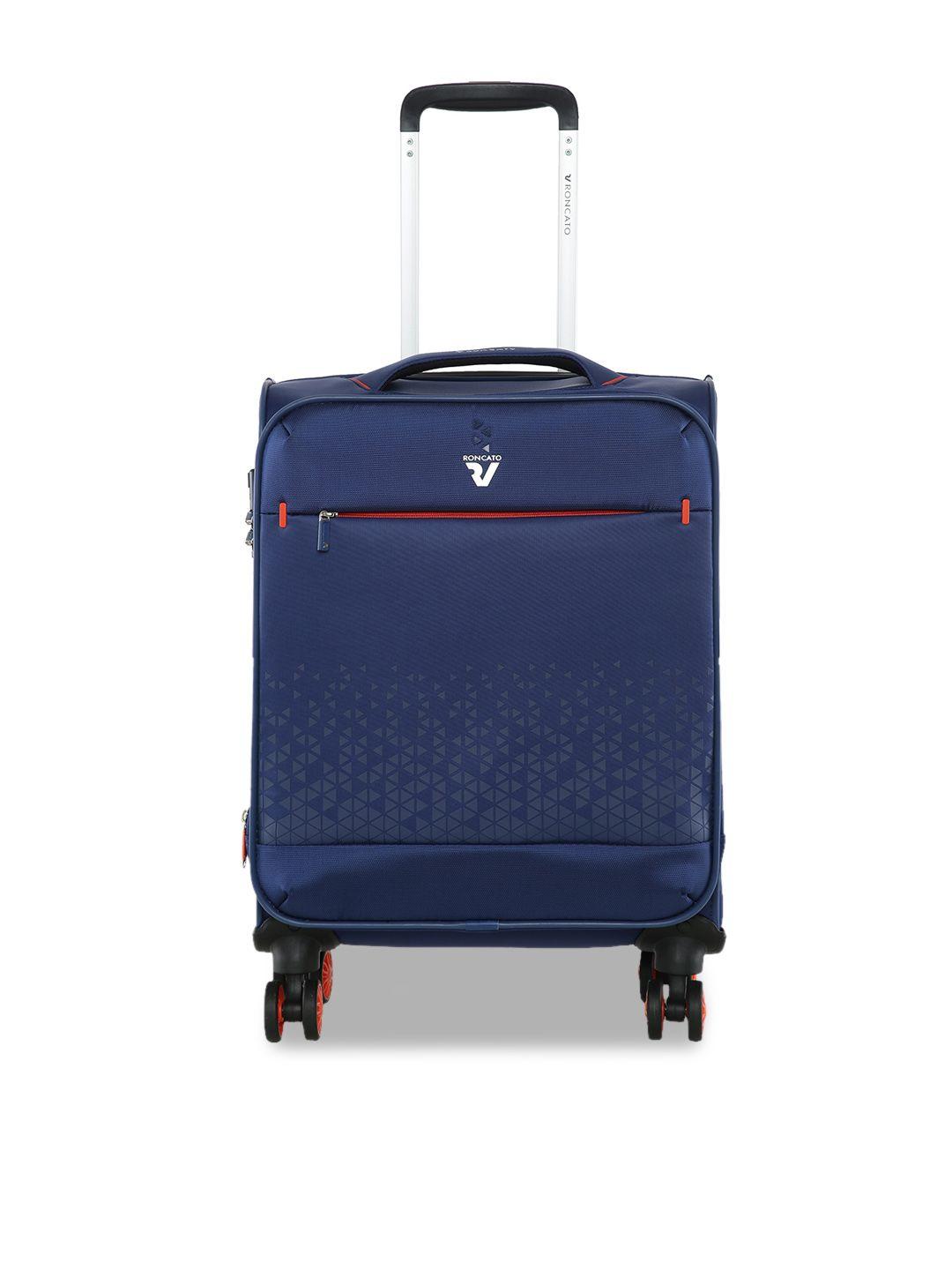 roncato blue solid soft-sided cabin trolley suitcase