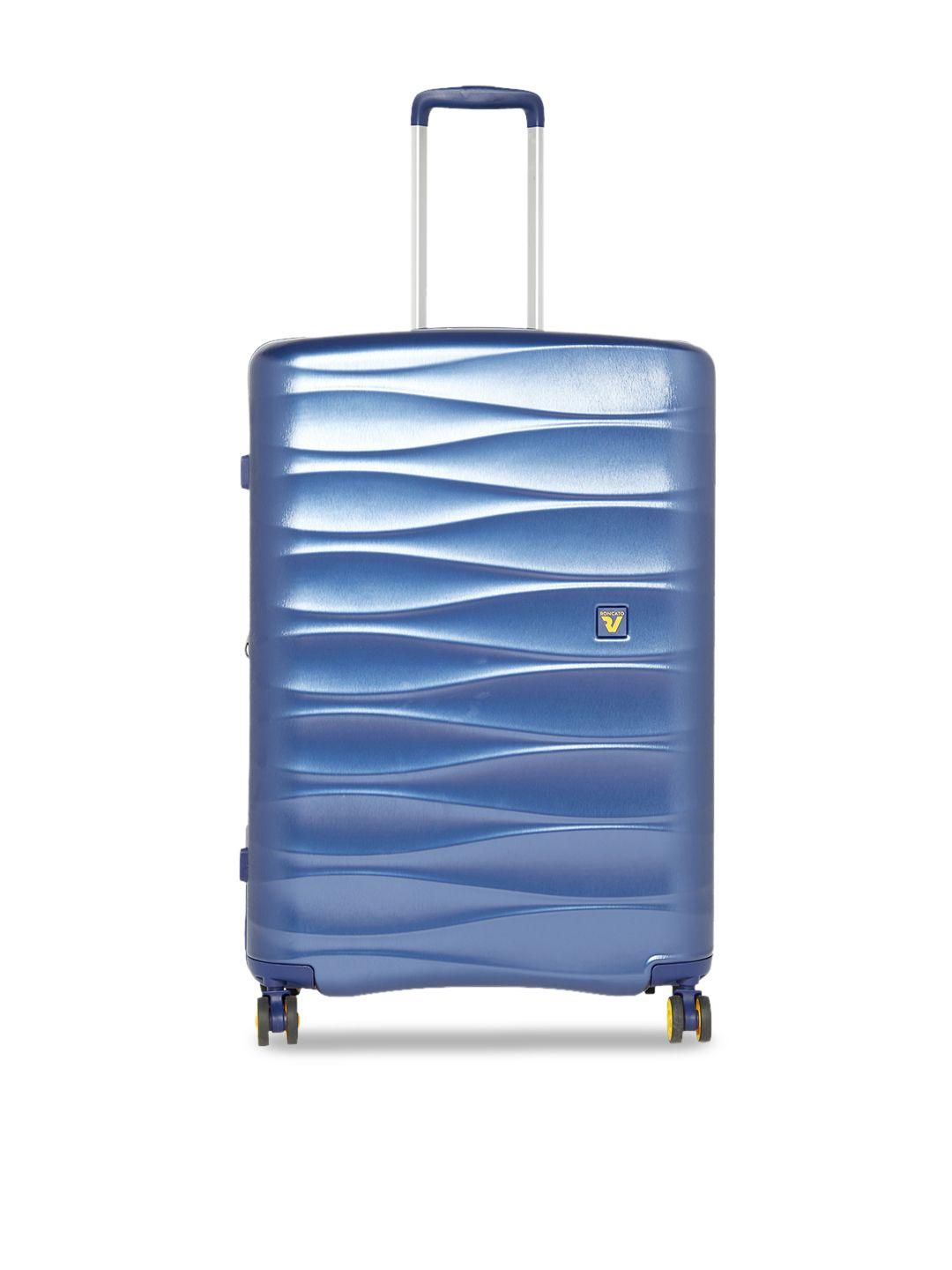 roncato blue textured stellar hard-sided notte large trolley suitcase