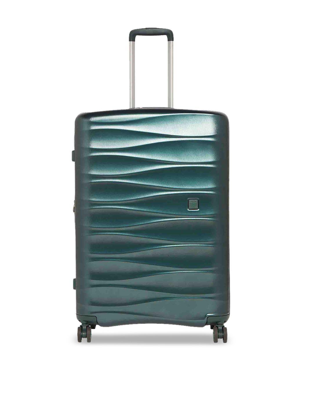 roncato green satin textured hard-sided large trolley suitcase