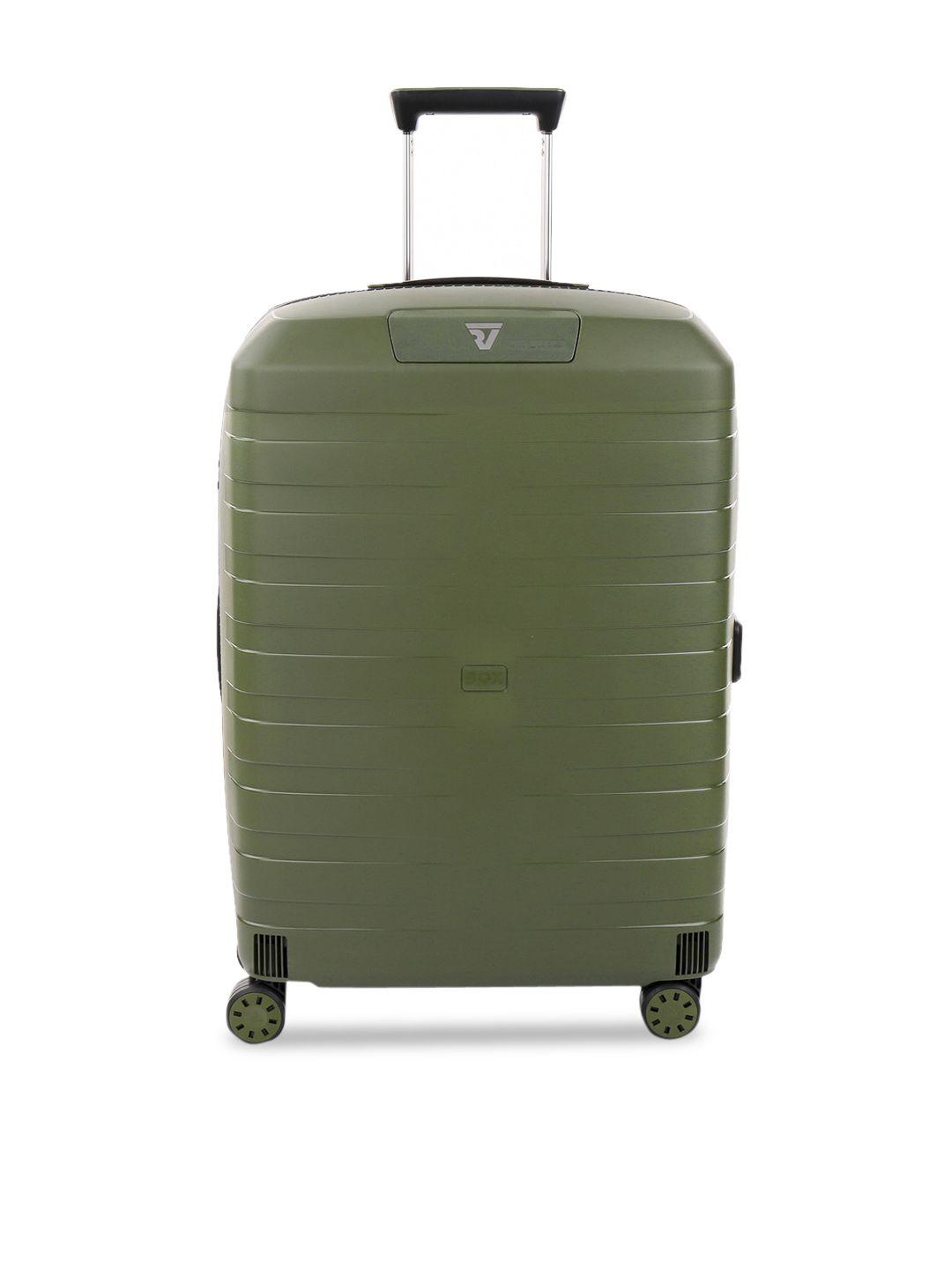 roncato olive green 360-degree rotation hard-sided medium trolley suitcase