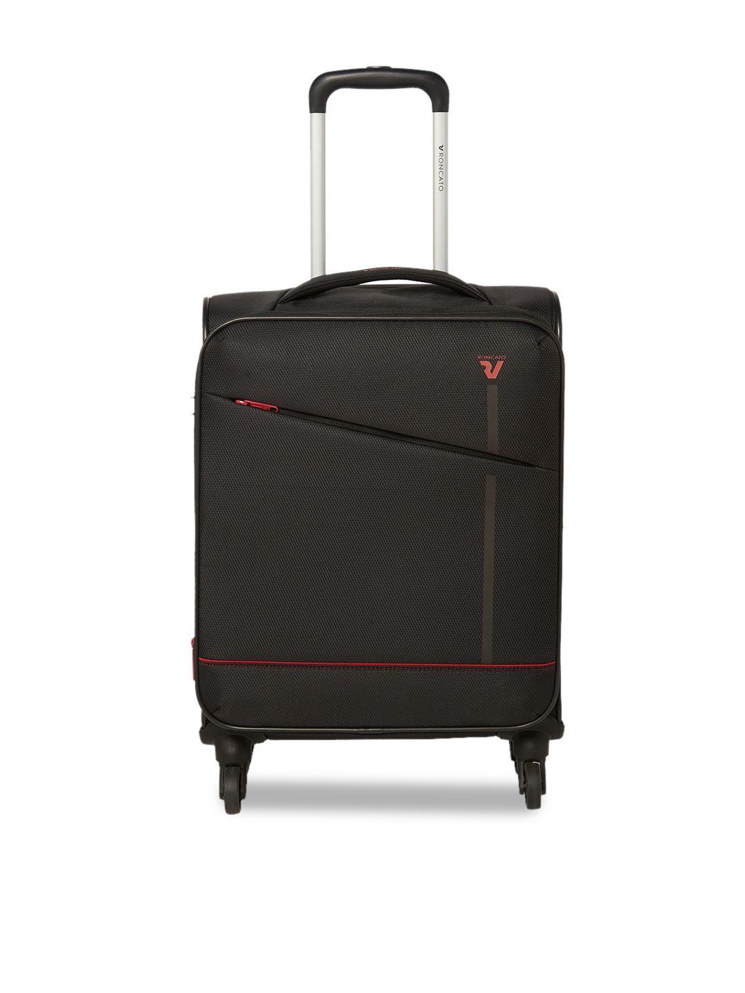 roncato unisex black solid jazz soft-sided cabin trolley suitcase