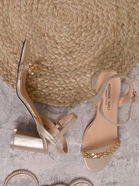 ronnie grey women's golden ankle strap sandals