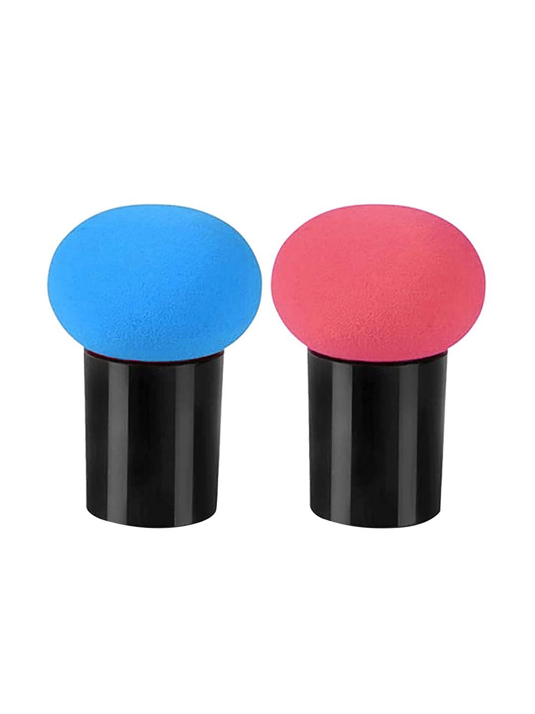 ronzille pack of 2 blue & pink mushroom makeup blender puff sponge