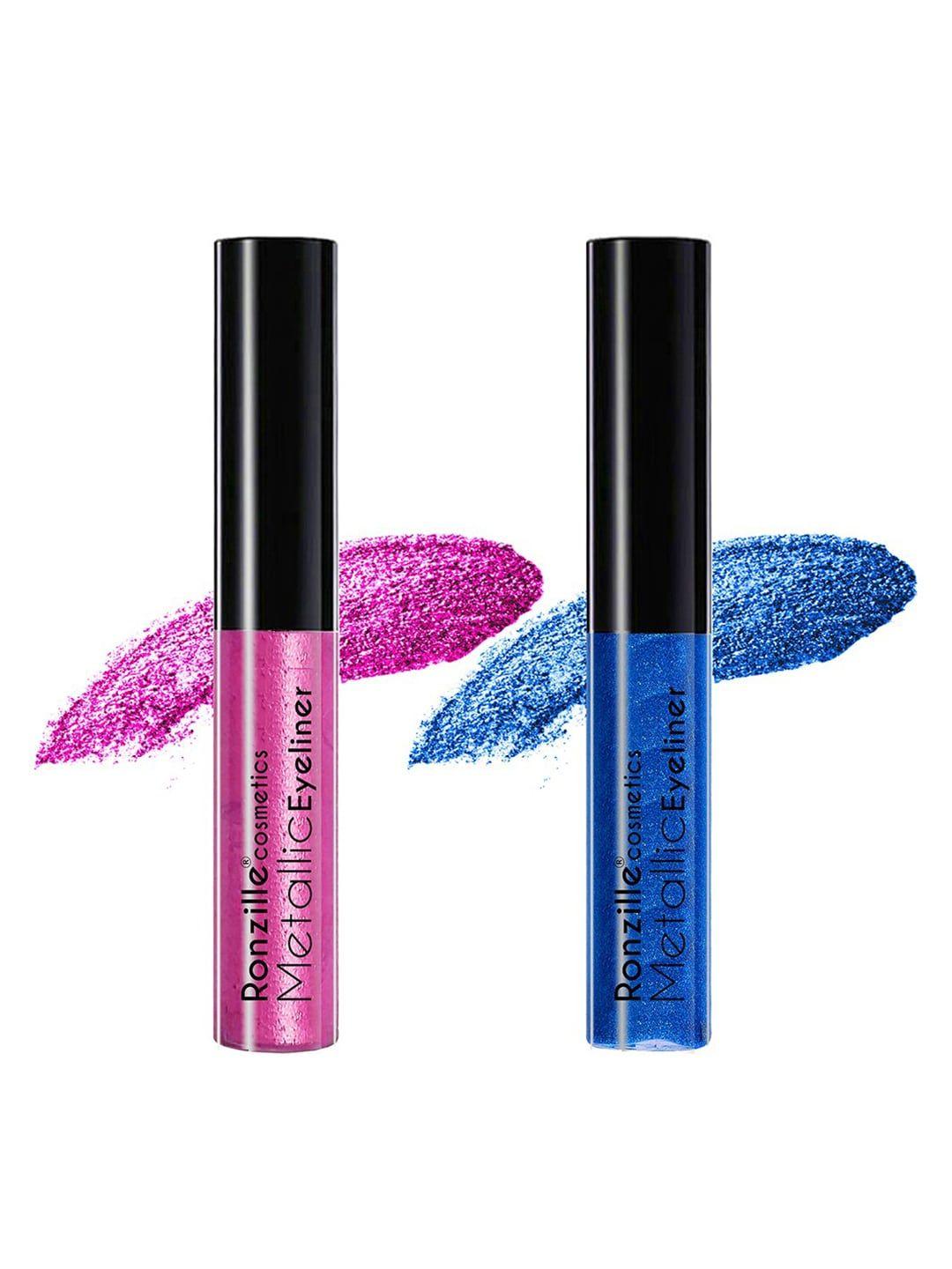 ronzille pack of 2 metallic eyeliners- pink & blue