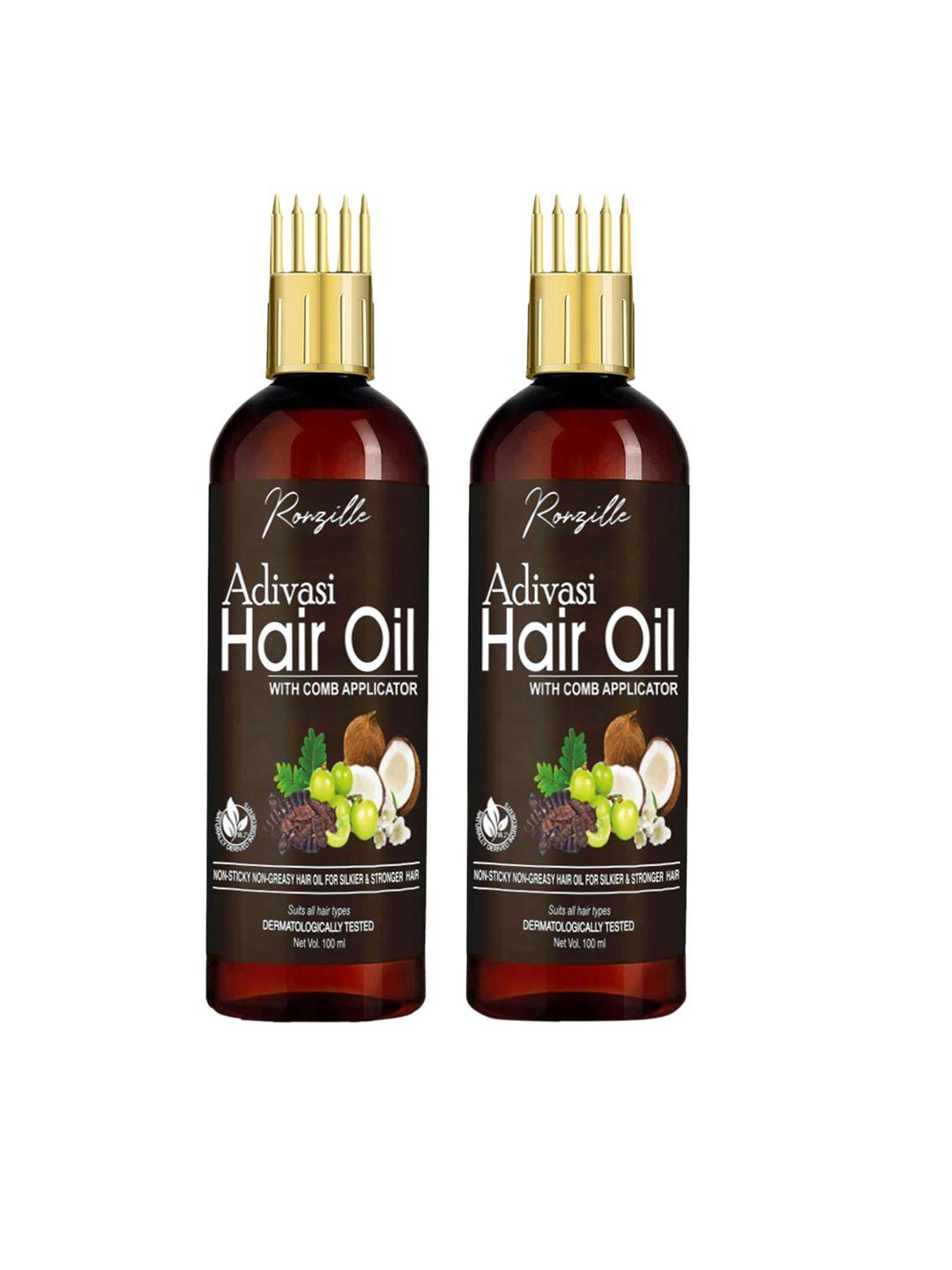 ronzille set of 2 adivasi jadibuti hair oil with comb applicator - 100 ml