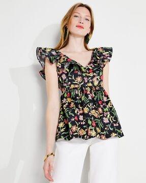 rooftop floral print ruffle top