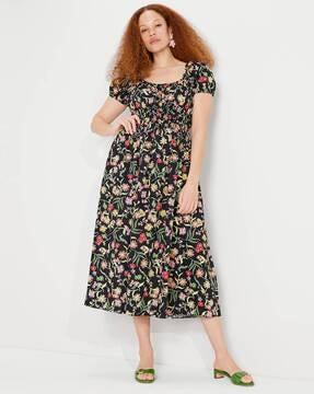 rooftop garden floral print riviera a-line dress