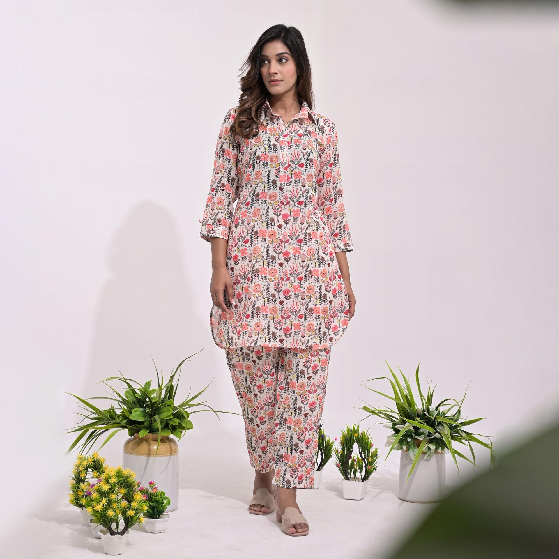 roohaniyat floral print cord set