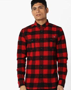 rookie plaid regular fit shirt with buttoned pockets