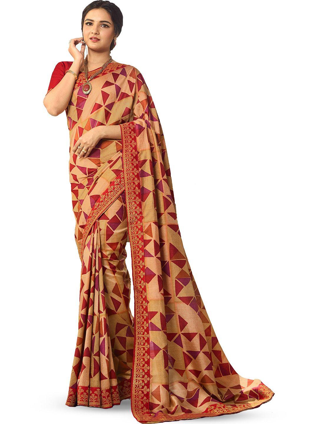 roop sundari sarees geometric printed pure silk saree