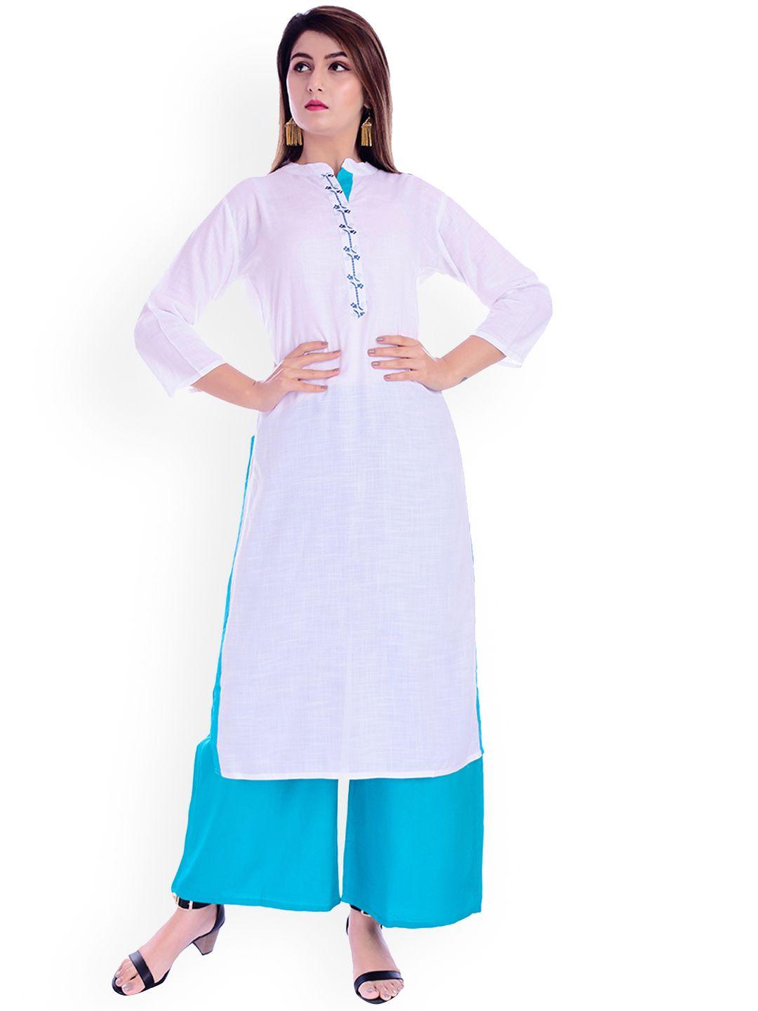 roopwati fashion women embroidered pure cotton kurta with palazzos