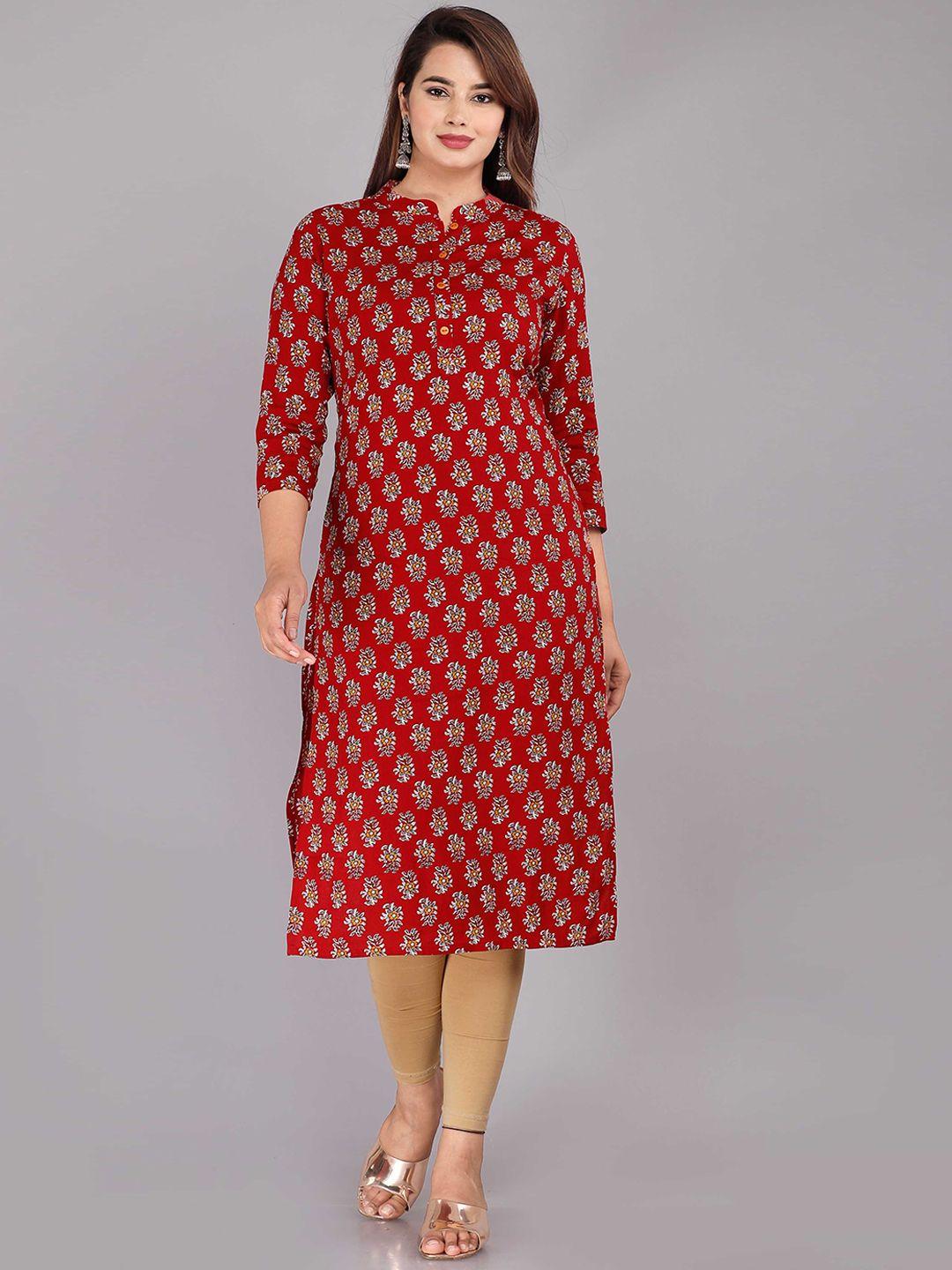 roopwati fashion women maroon & grey floral printed floral kurta