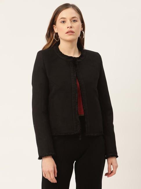 rooted black regular fit jacket