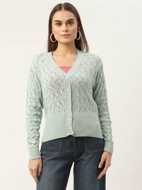 rooted mint self design cardigan