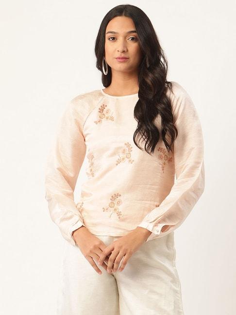 rooted peach embroidered top