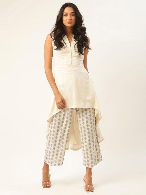 rooted white midi high-low dress