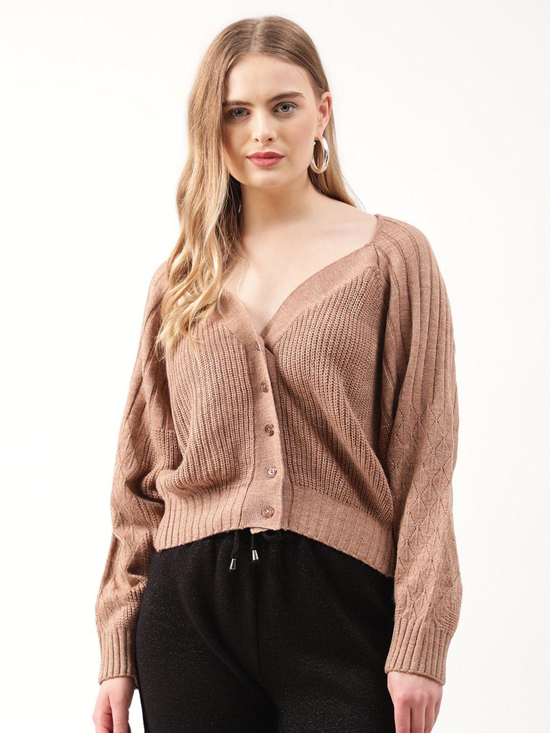 rooted women beige cable knit cardigan