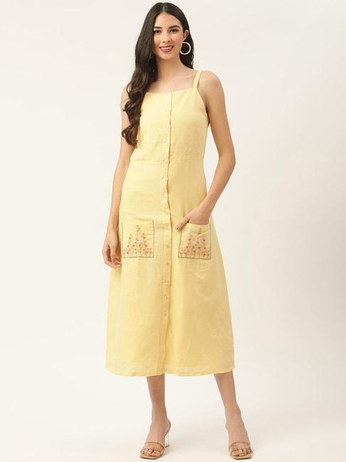 rooted yellow a-line dress