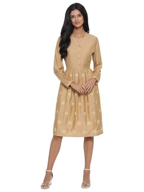 rooted beige embroidered dress