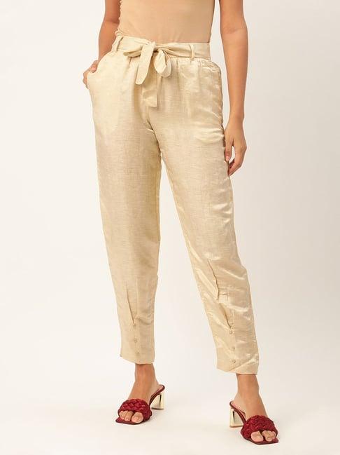 rooted beige regular fit trousers