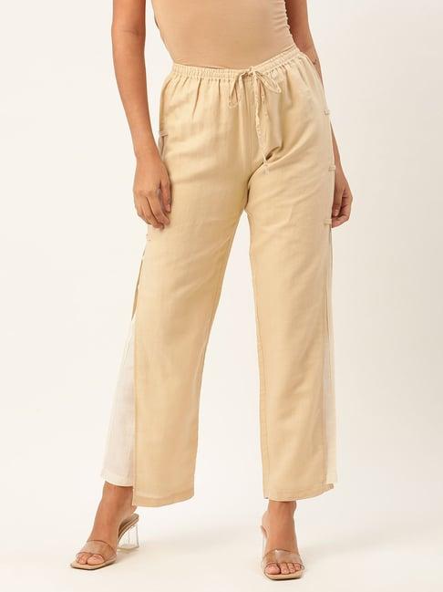 rooted beige straight fit trousers